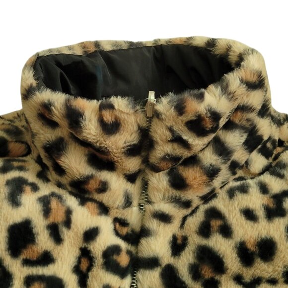 Birch & Stone Reversible Faux Fur Leopard Print Puffer Vest NEW Size Large - Picture 4 of 11